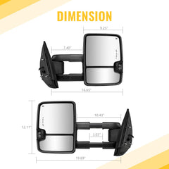 Sanooer Switchback chrome extendable mirrors with telescoping reach