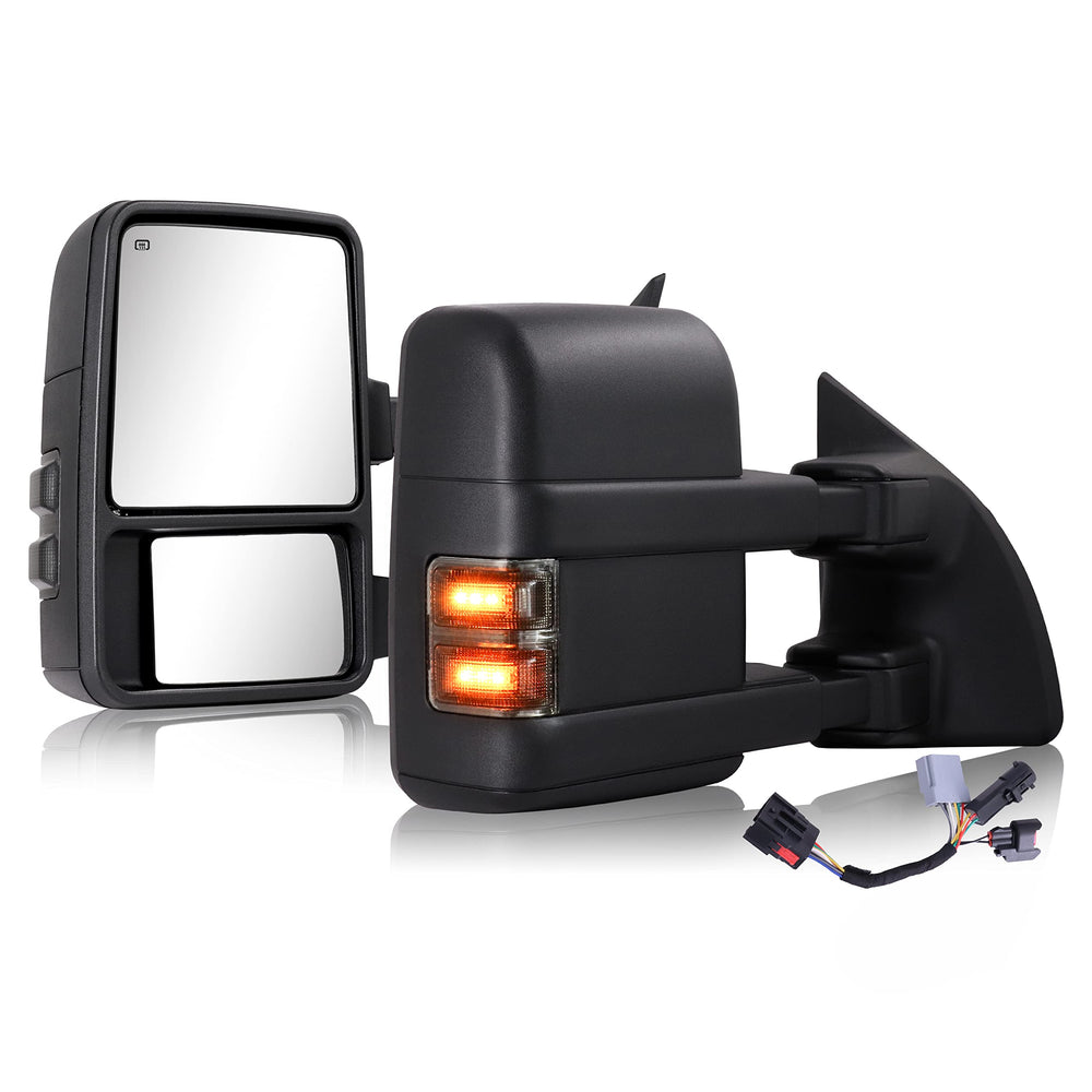 Sanooer Ford tow mirror with smoke front view for wider rear visibility.