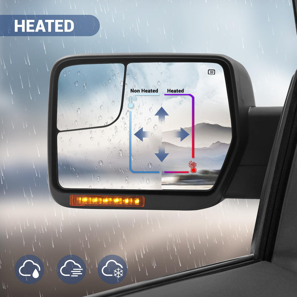 Sanooer folding towing mirror design for easy storage and access.
