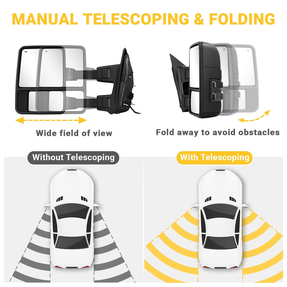 Sanooer mirrors with turn signals and running lights on smoke lens