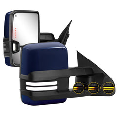 Sanooer blue towing mirrors with switchback dynamic turn light on Silverado
