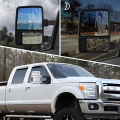Sanooer towing mirrors pack includes two mirrors and wiring harnesses for a complete swap.