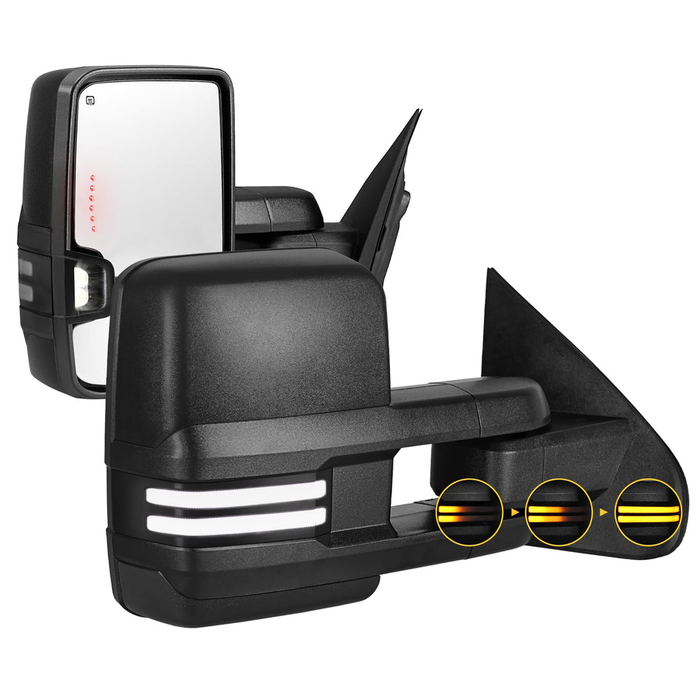 Sanooer towing mirrors with switchback lights for improved side visibility during highway merging.
