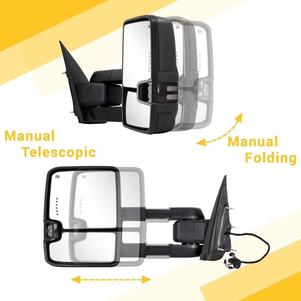 Sanooer towing mirrors include white running lights for daytime visibility.