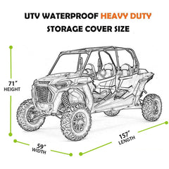 SaolGllS UTV cover uses an elastic hem for a snug, even fit around the vehicle.
