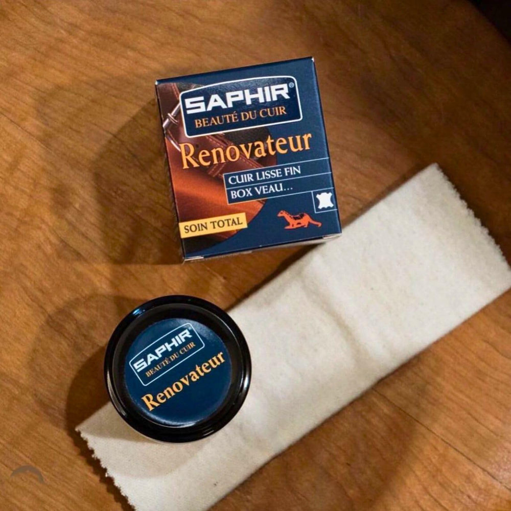 SAPHIR Renovator nourishes and protects smooth calf leather.