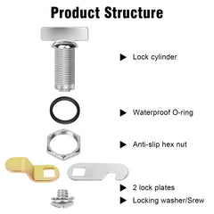 Sartatue cabinet lock with mounting plates for easy installation on drawers and doors