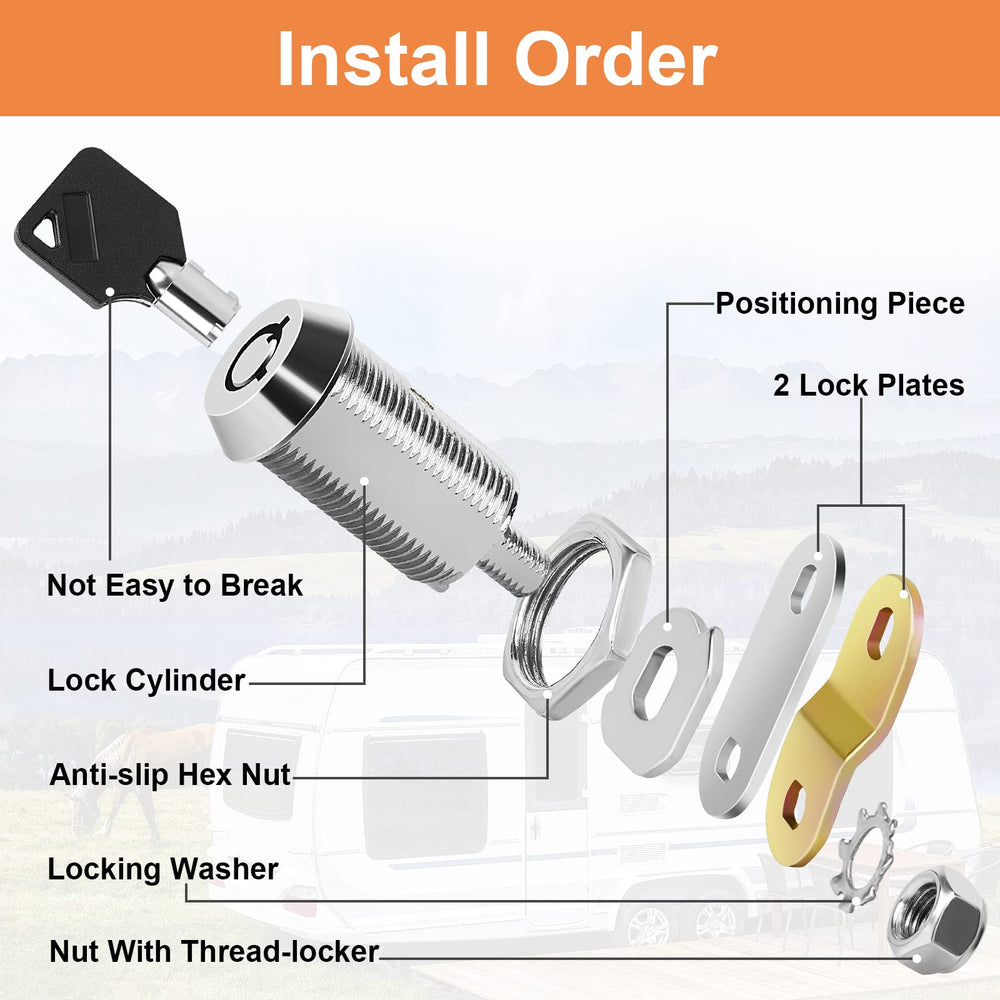 Sartatue cam lock mounted on RV door up to 9/16 inch thick