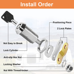 Sartatue cam lock mounted on RV door up to 9/16 inch thick