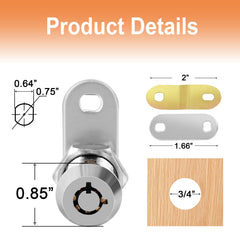 Sartatue cam lock installation options at 3, 6, 9, and 12 o'clock
