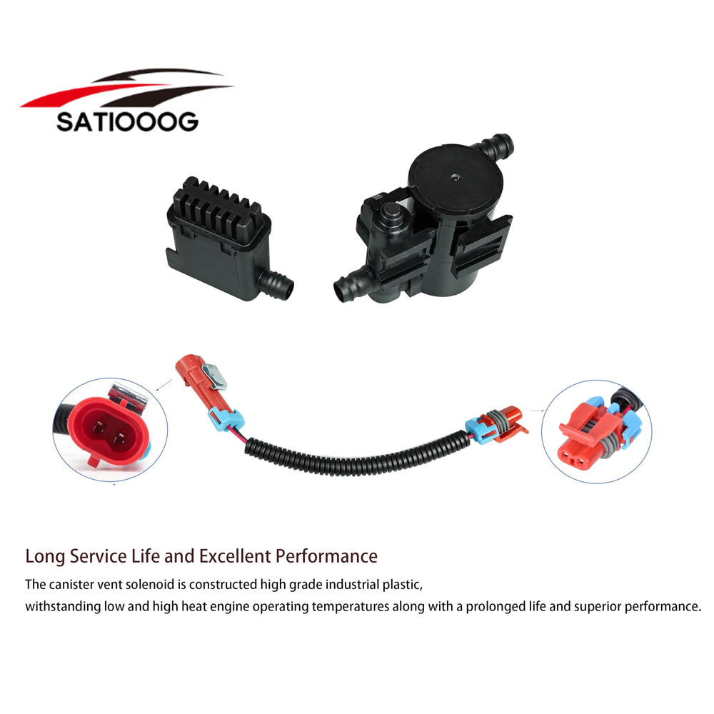 Satiooog evap canister vent solenoid side profile enables straightforward under-hood installation.