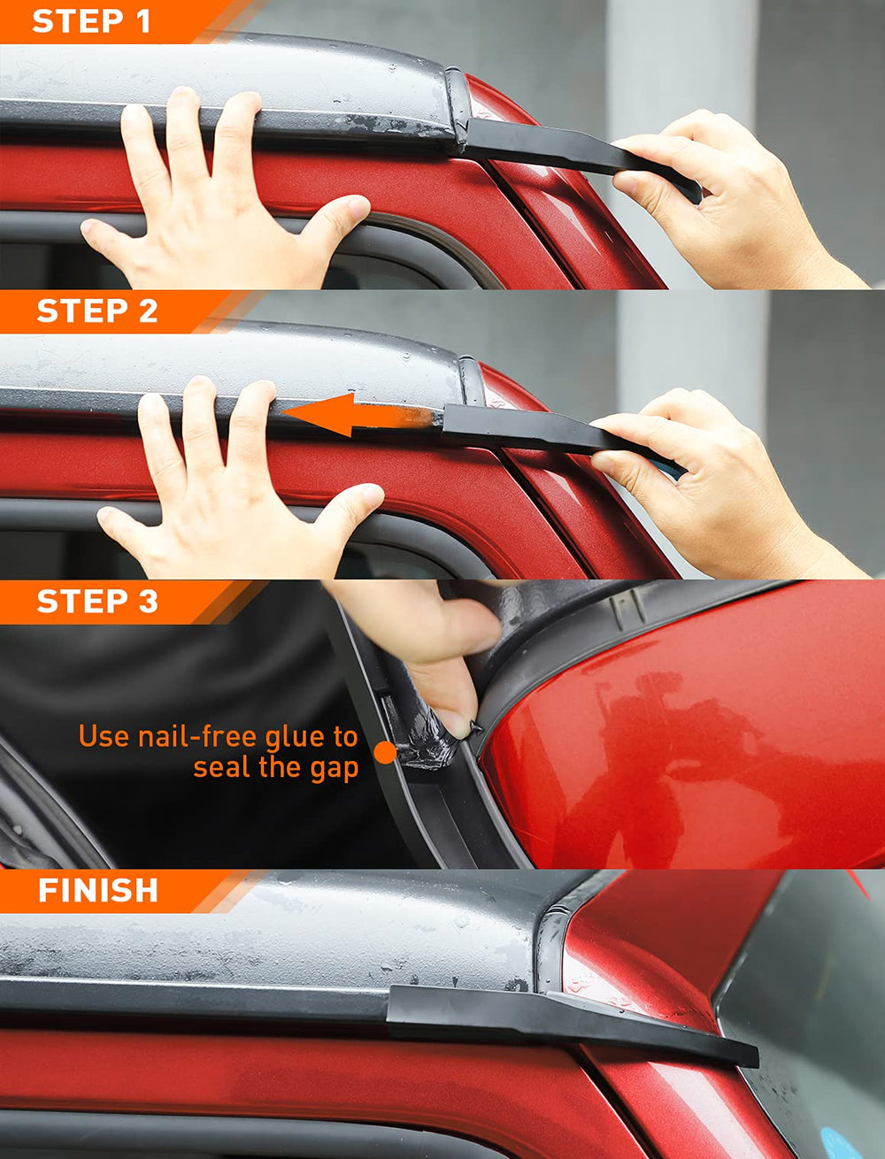 Savadicar rain gutter extension fits Wrangler JL, 4xe, and Gladiator JT models.