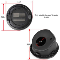 Savadicar USA flag detail on gas cap cover for Jeep Wrangler