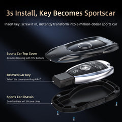 Saxsion Mercedes key case shell water-repellent texture demonstrates easy cleaning after spills.
