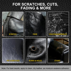 Saynwish leather repair kit application guide with pictorial steps