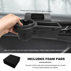 Sbulhia car window organizer dimensions illustrating slim fit for standard window gaps