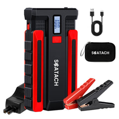 Scatach 6000A jump starter front view enables quick engine starts.