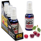 Scent Bomb air freshener spray bottle front with Black Cherry scent for a refreshing space.
