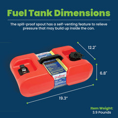 Scepter fuel can with 2-way vented cap prevents vapor buildup during refueling