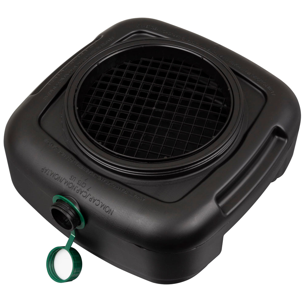 Scepter AM07029 pan showing removable filter drain screen for debri drainage