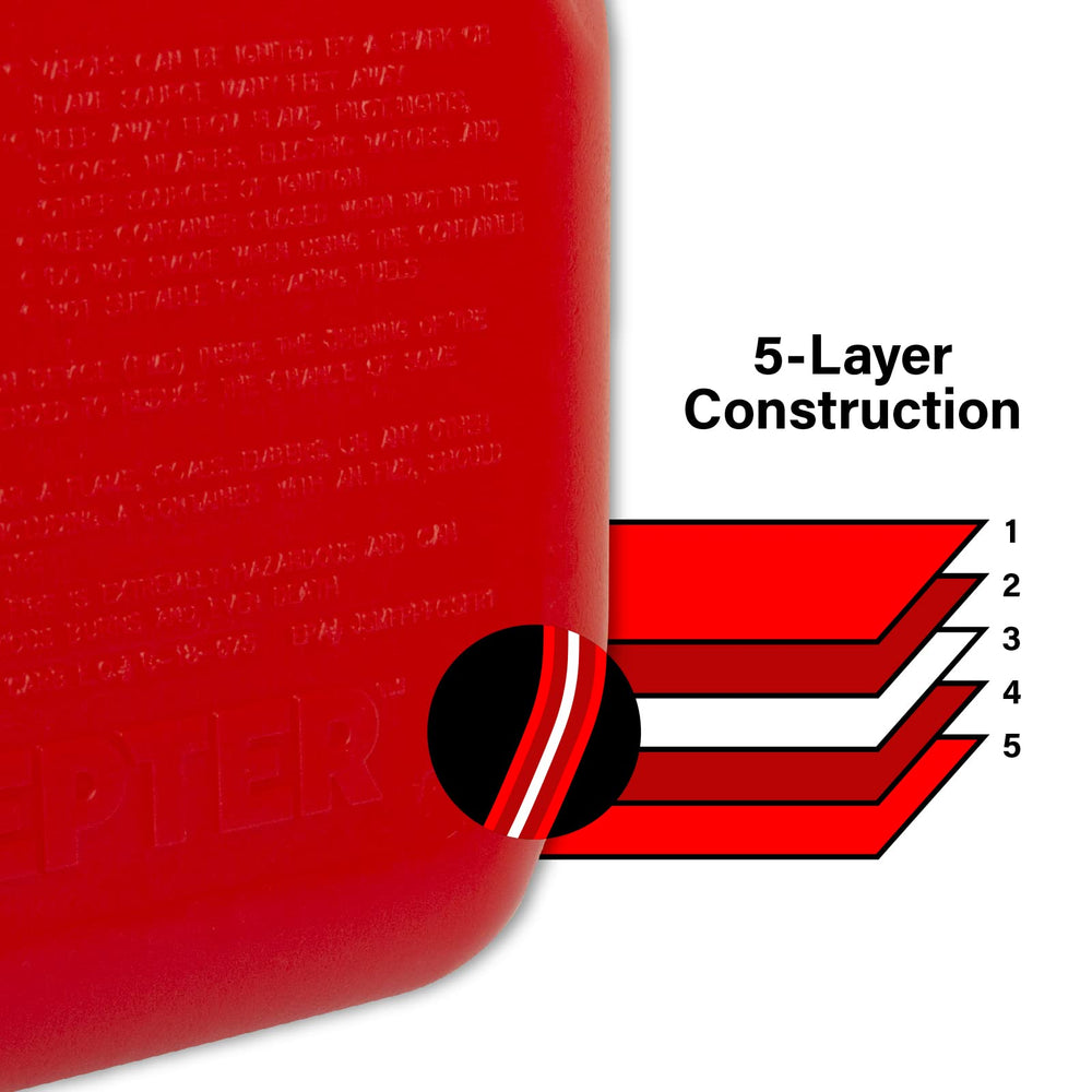 EPA CARB compliant five-layer design minimizes vapor leaks and preserves fuel.