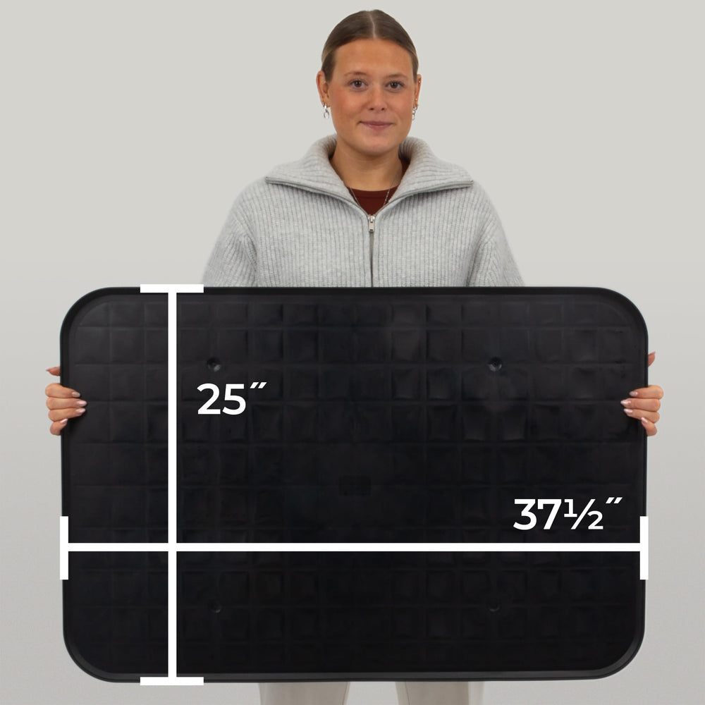 Scepter indoor-outdoor tray keeps garages clean by catching leaks.