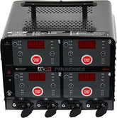Schumacher DSR125 front view showing four independent charging banks and status LEDs