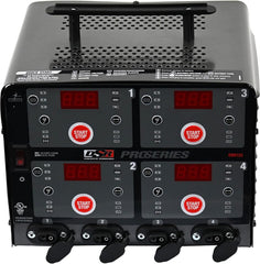 Schumacher DSR125 front view showing four independent charging banks and status LEDs