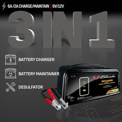 SC1320 demonstrates 3-in-1 operation charging, maintaining, reconditioning