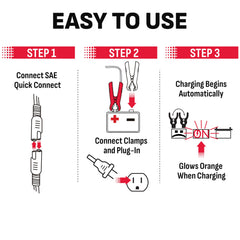 Schumacher SC1355 quick-connect clamps and ring connectors included.