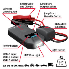 Schumacher SL1674 internal battery recharges in 4–5 hours.