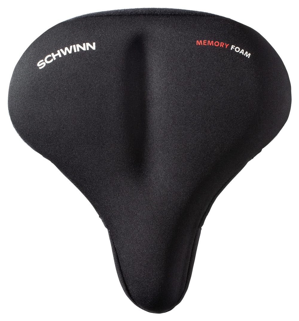 Schwinn Cruise memory foam dual-strap seat cover on a cruiser bike provides all-day comfort.