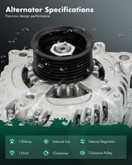 SCITOO 130A alternator side view, slim profile fits tight engine bays.