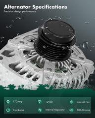 SCITOO 170Amp CW alternator side view shows easy mounting profile