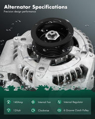 SCITOO alternator back view with 6-groove clutch pulley and belt interface