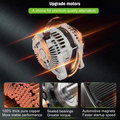 SCITOO installation-ready alternator with mounting points and wiring harness.