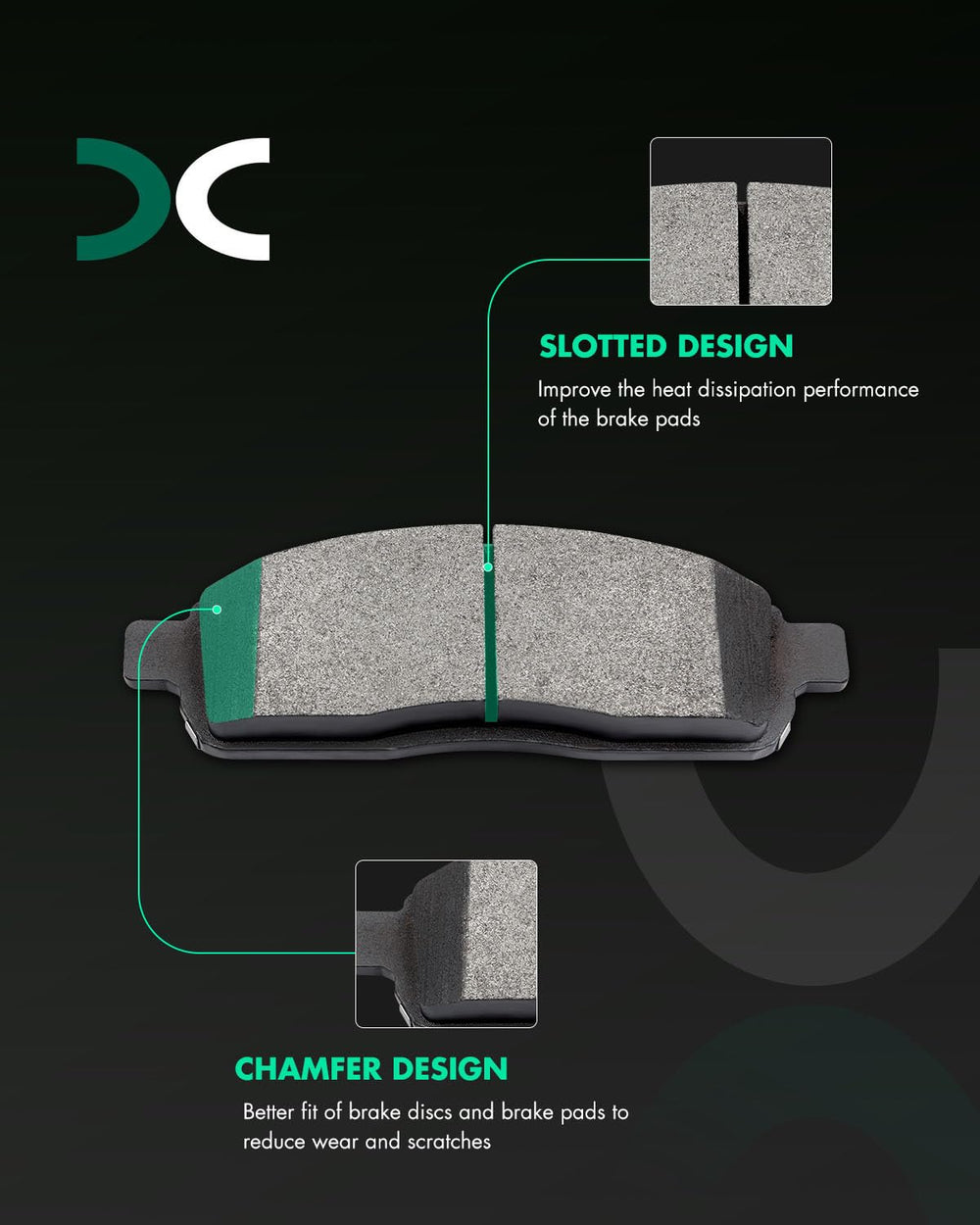 SCITOO rear ceramic brake pads for Lincoln Mark LT, long-lasting quiet braking.