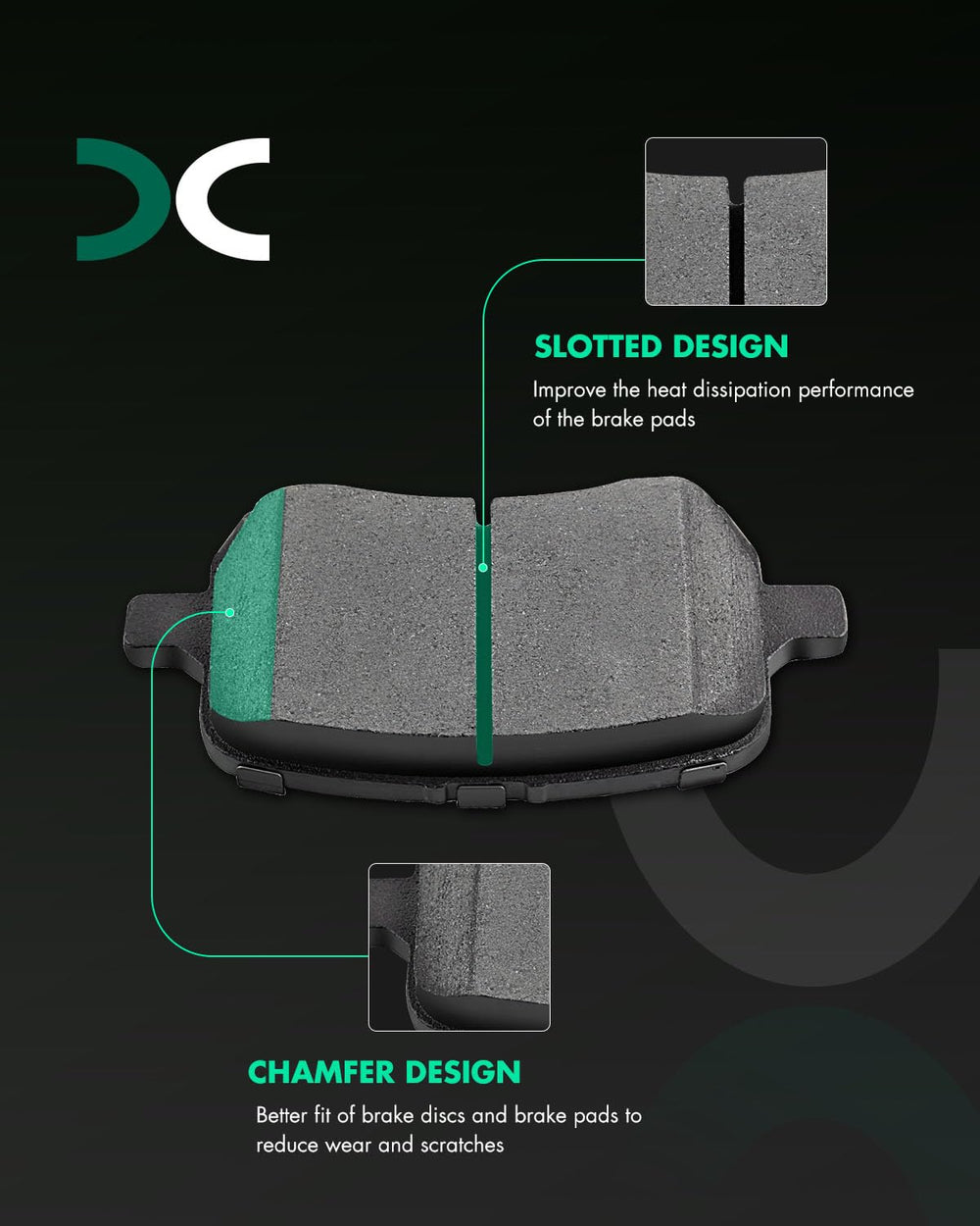 SCITOO ceramic front brake pads kit for Chevy HHR quiet operation