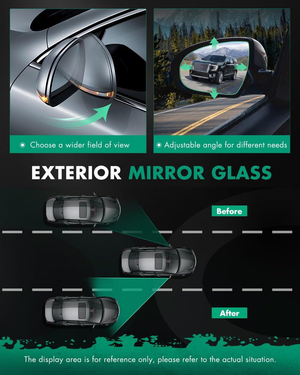 SCITOO 8K0949102E-AUT mirror glass with convex design and chrome finish