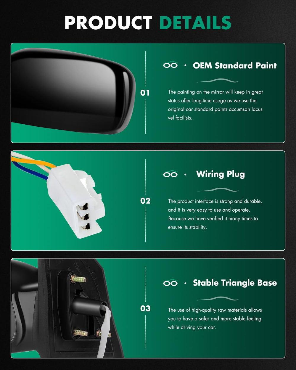SCITOO Corolla mirror without heat or signal lights keeps setup simple and affordable.
