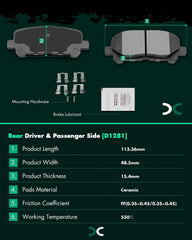SCITOO D1281 rear brake pads for Honda Odyssey fit smoother braking