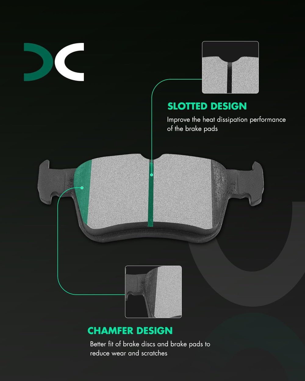 SCITOO D914 D1878 rear brake pads kit for Honda Civic with balanced stopping.
