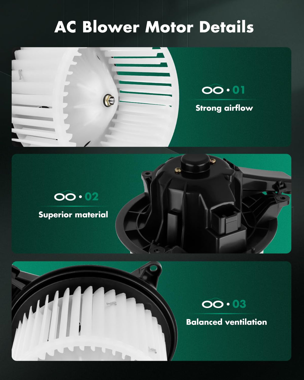 SCITOO front motor with fan cage for improved airflow and quieter operation.