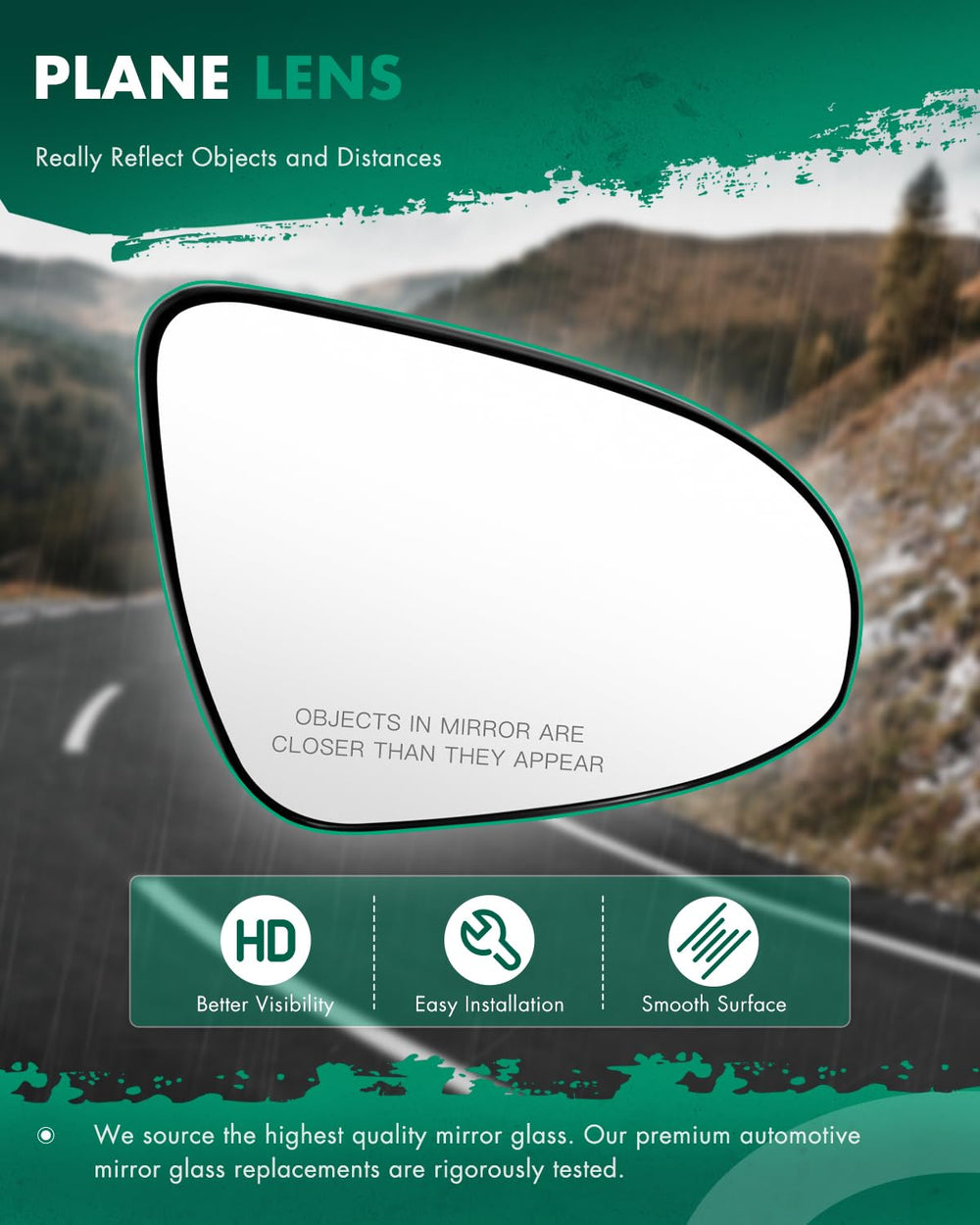 SCITOO heated chrome convex mirror glass enhances winter visibility