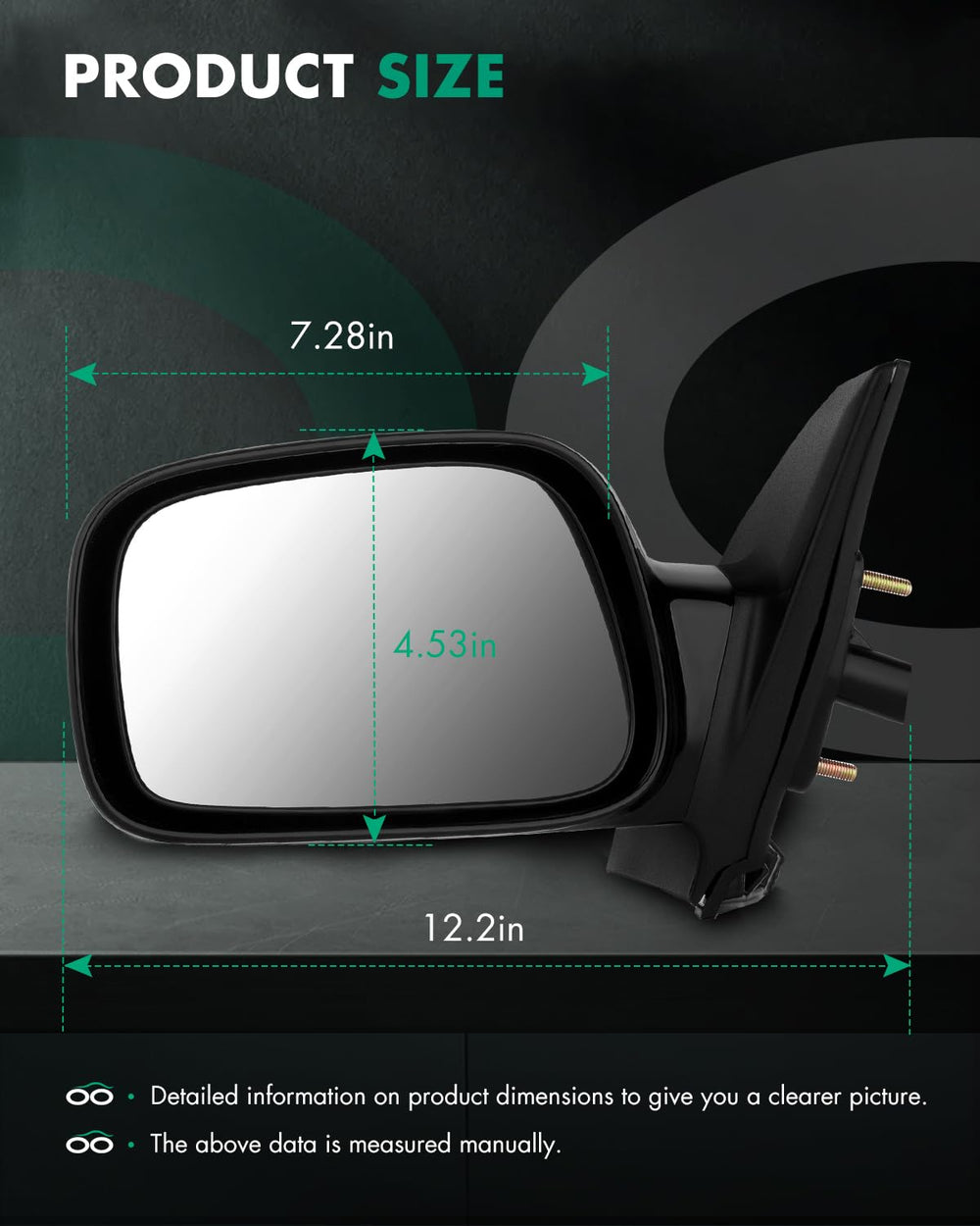 SCITOO mirror glass for Toyota Corolla 2003-2008, sharp daytime visibility