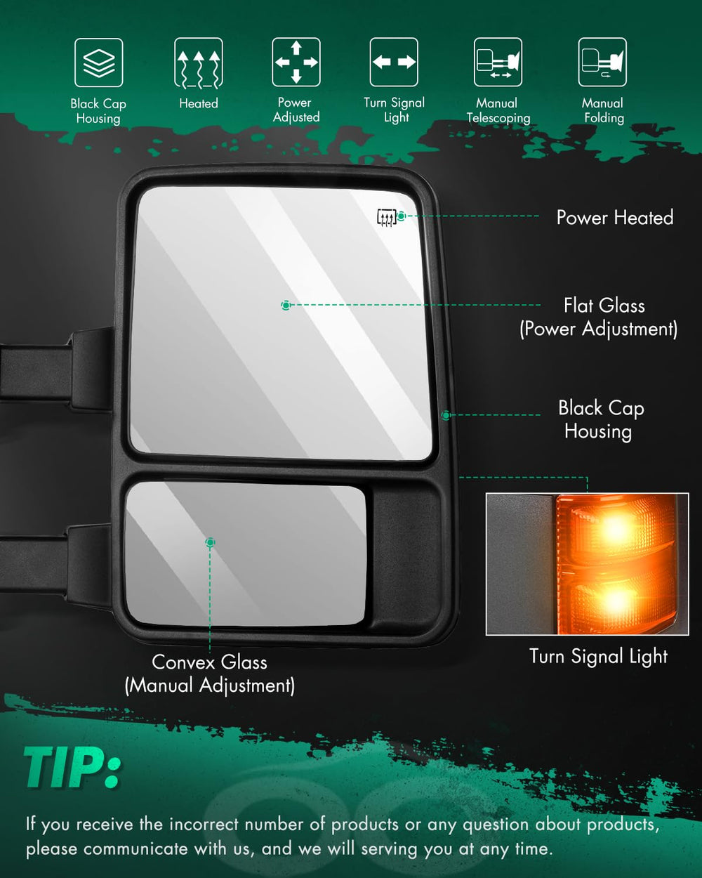 SCITOO towing mirror for F-350 passenger-side enhances field of view during highway maneuvers