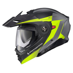 ScorpionEXO AT960 helmet front view with wide eye port for better visibility and peak visor