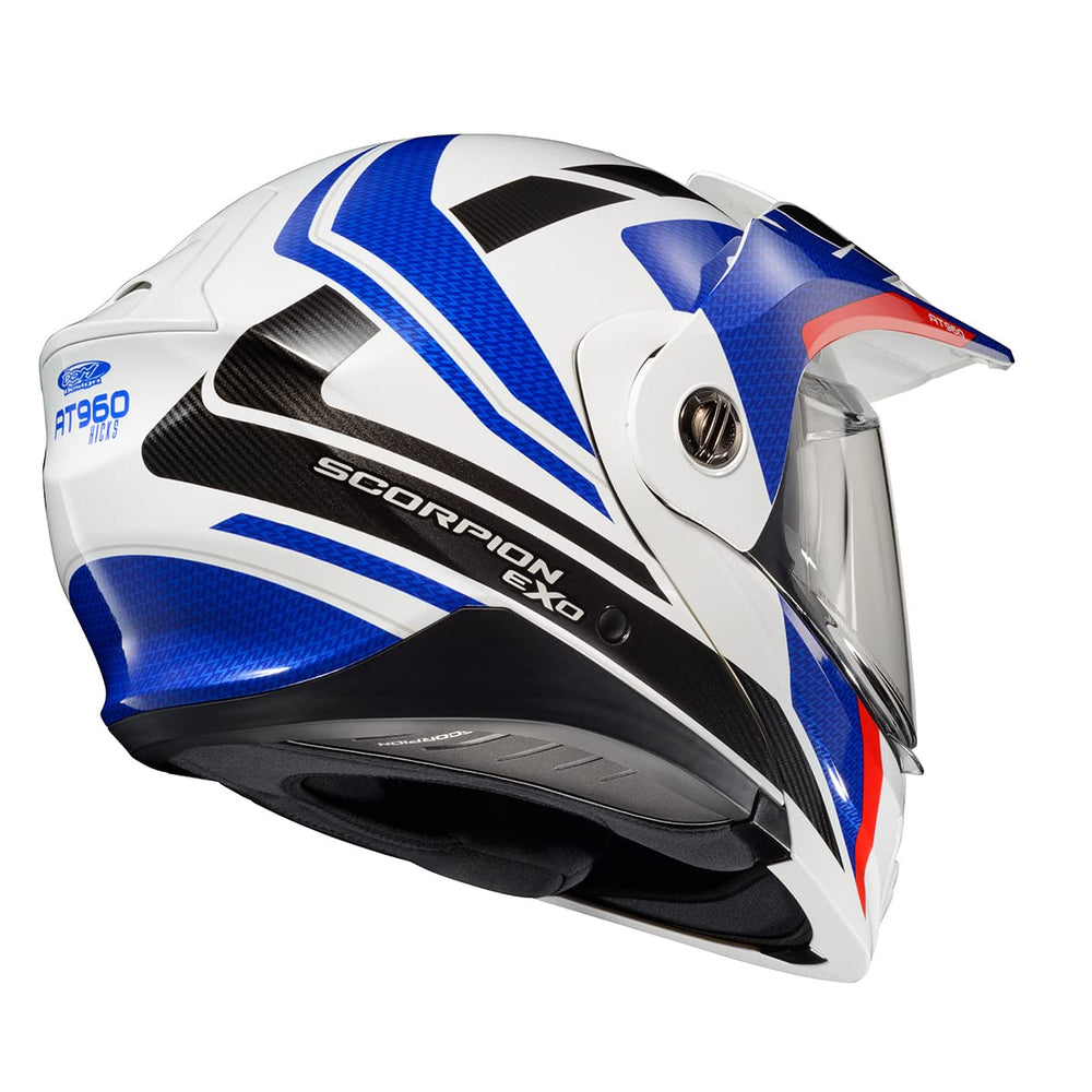 Modular chin bar and retractable sun visor for versatile riding conditions.