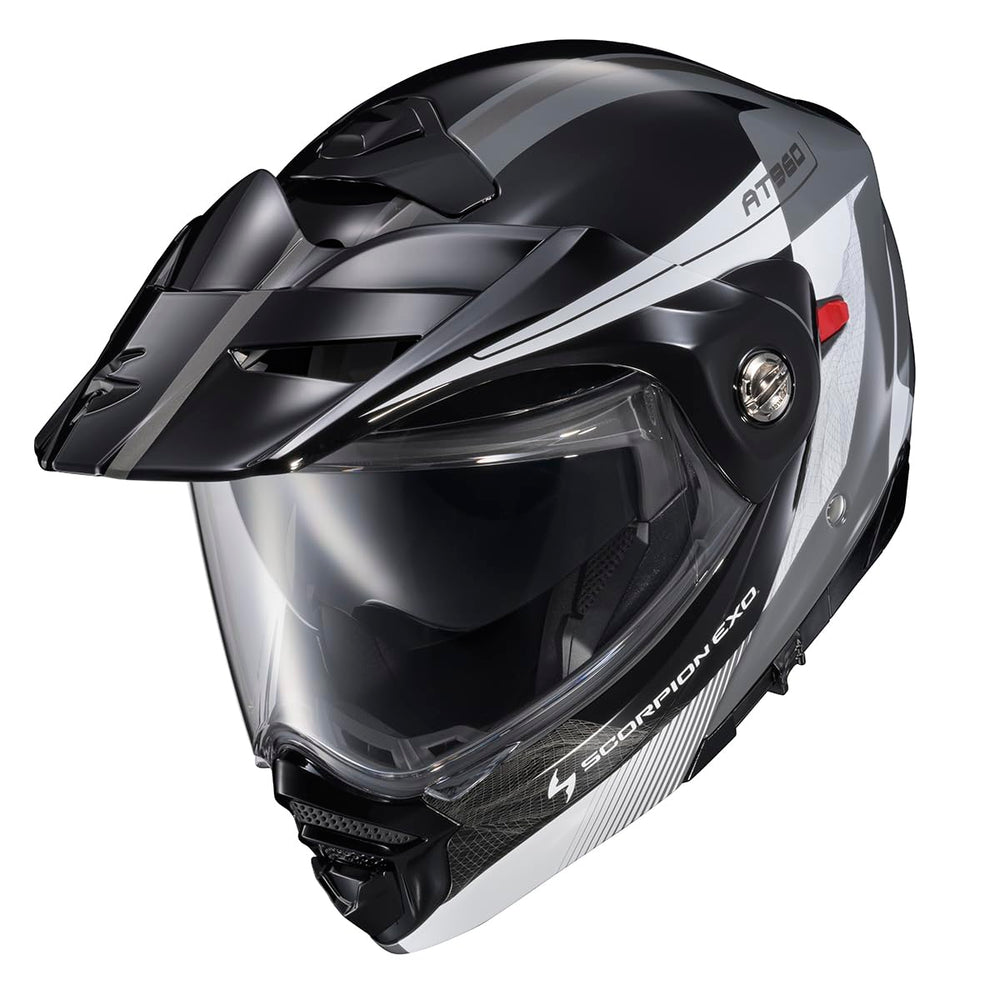 ScorpionEXO AT960 modular chin bar enabling easy one-handed operation on the trail.