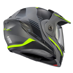 ScorpionEXO AT960 removable peak visor for versatile touring setups.